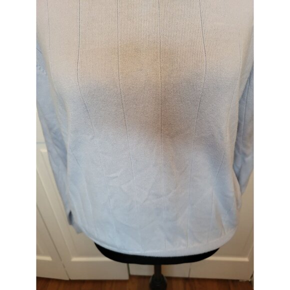Baby Blue Ribbed Mock Neck Sweater M Dress Barn Old Money Winter Preppy Cottage - Picture 4 of 7